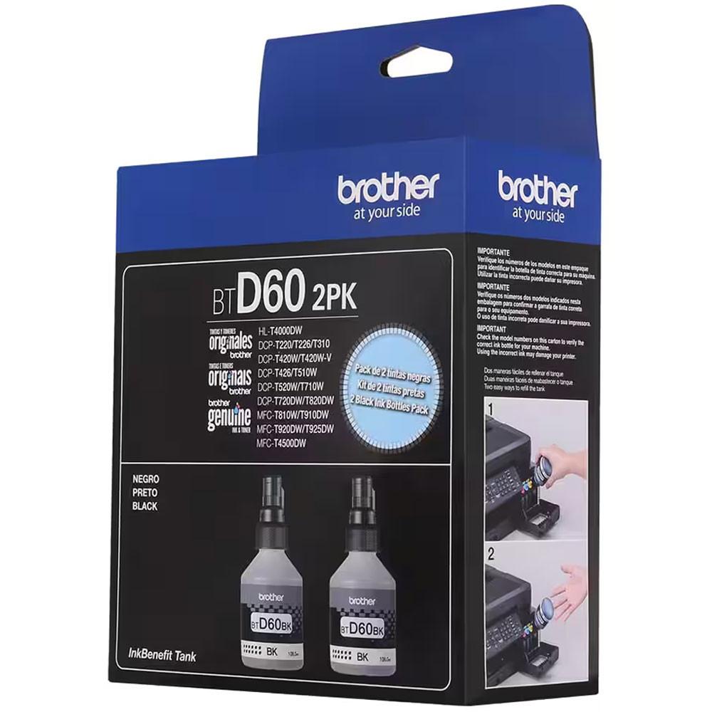 Kit Garrafa De Tinta Brother Inktank Btd60-2pk Preto Com 2 Unidades