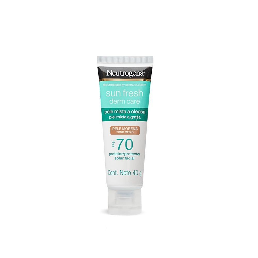 Kit Com 3 Protetor Solar Facial Pele Oleosa Neutrogena Sun Fresh Derm Care Pele Morena Fps70 40g Cada