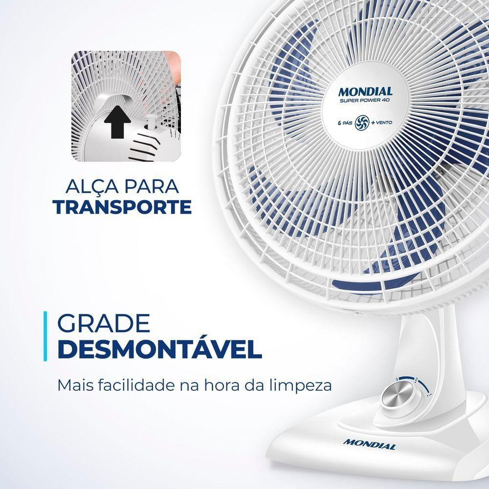 Ventilador Mesa Mondial - 06 Pás - Vsp-40-w 220v/60hz