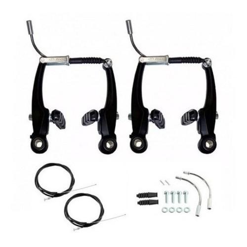 Kit Freio V-brake Alumínio Completo C/Cabos E Conduítes Par Dianteiro E Traseiro Mtb Urbana