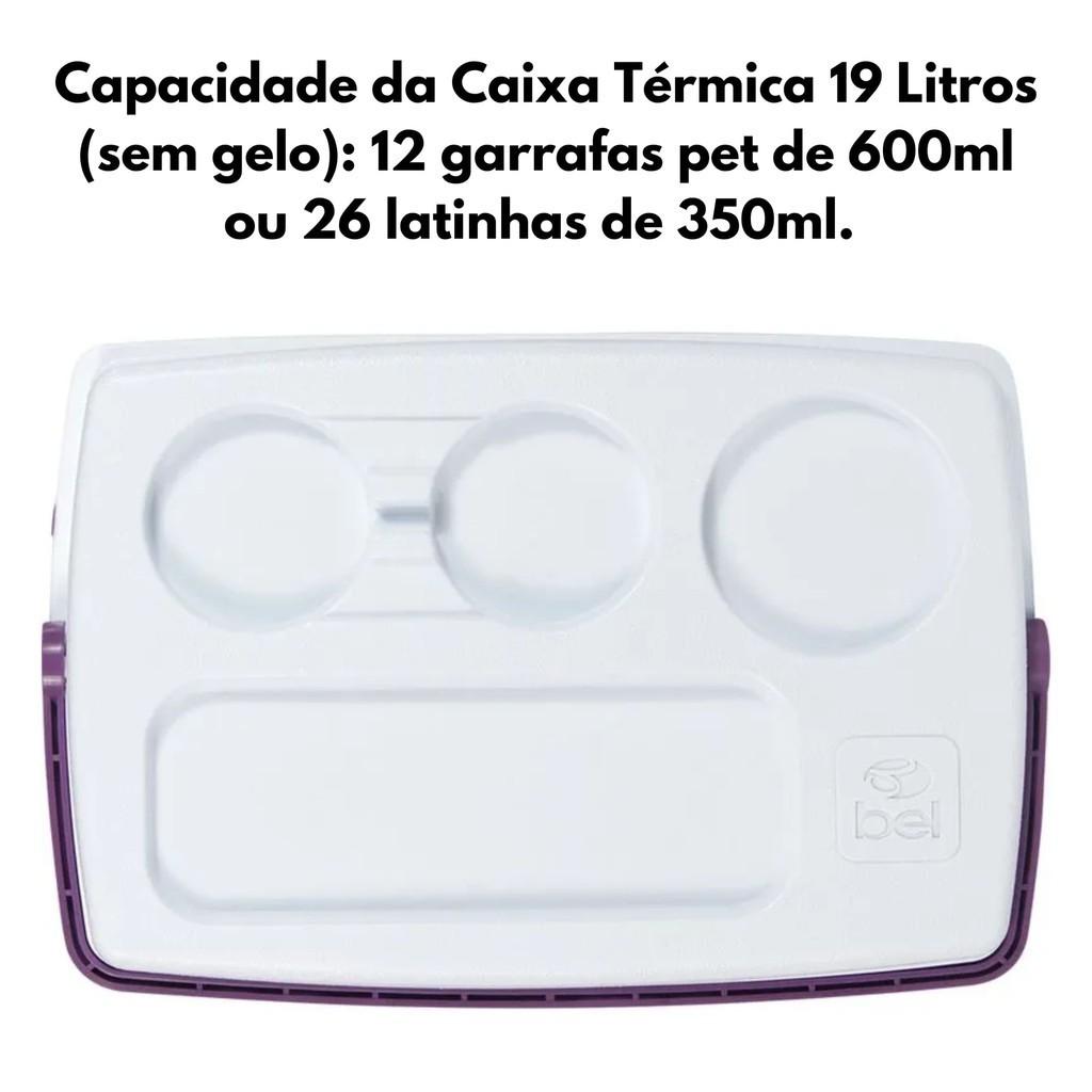 Caixa Térmica 19 Litros Com Capacidade Para 12 Garrafas Pet De 600ml Ou 26 Latinhas De 350ml - Bel