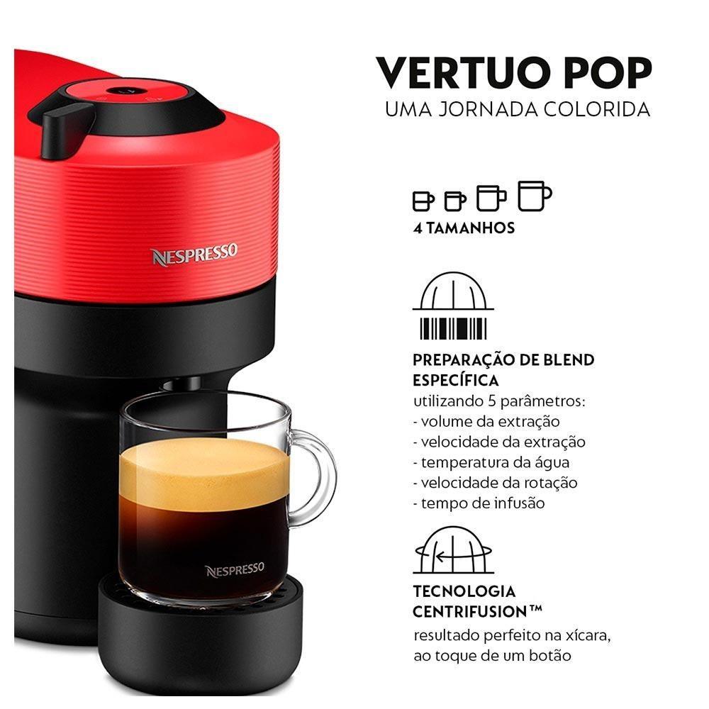 Cafeteira Nespresso Vertuo Pop Vermelho Pimenta Para Café Espresso Manual - Gcv2br