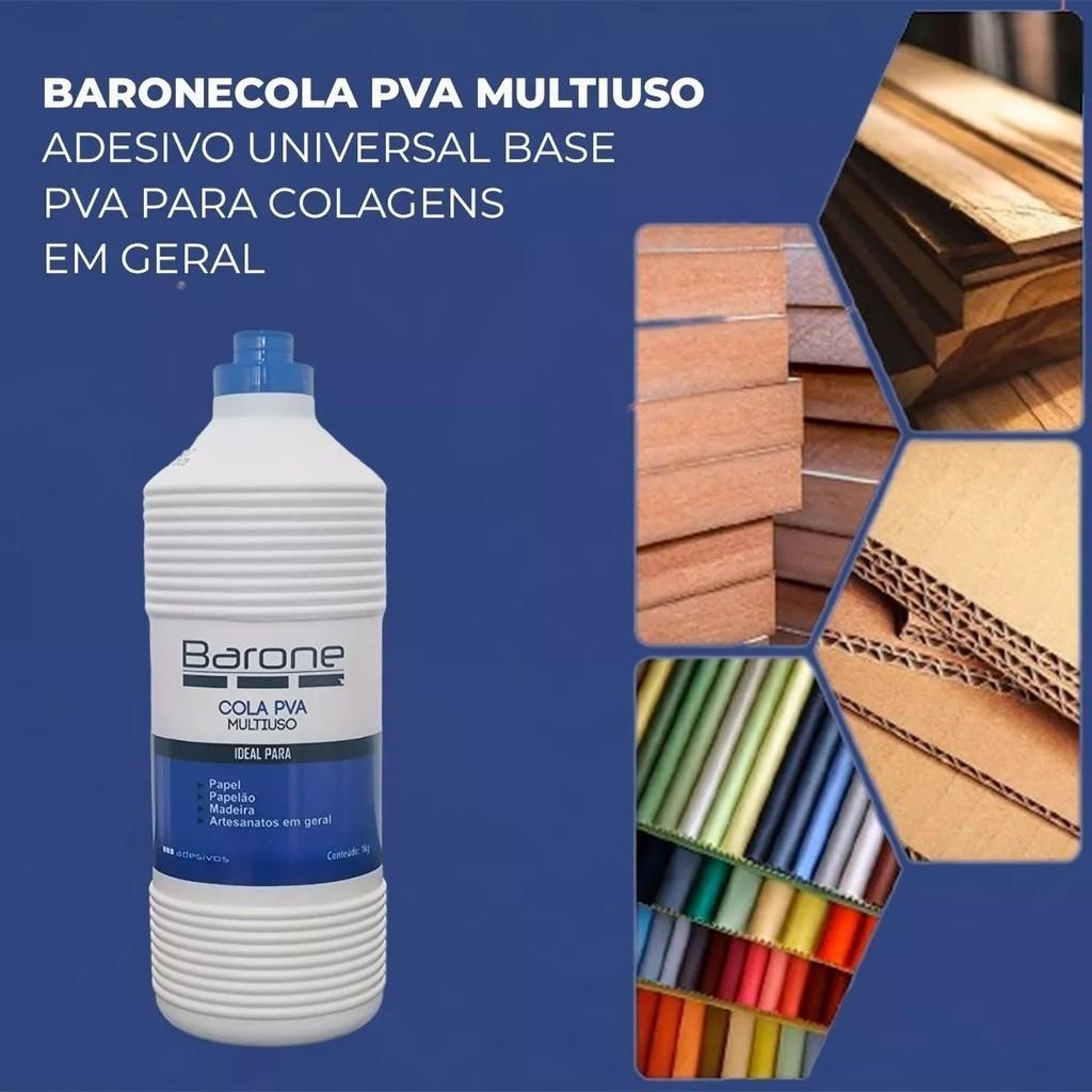 Cola Branca Líquida Barone Pva Extra Adesivo 1kg Multiuso