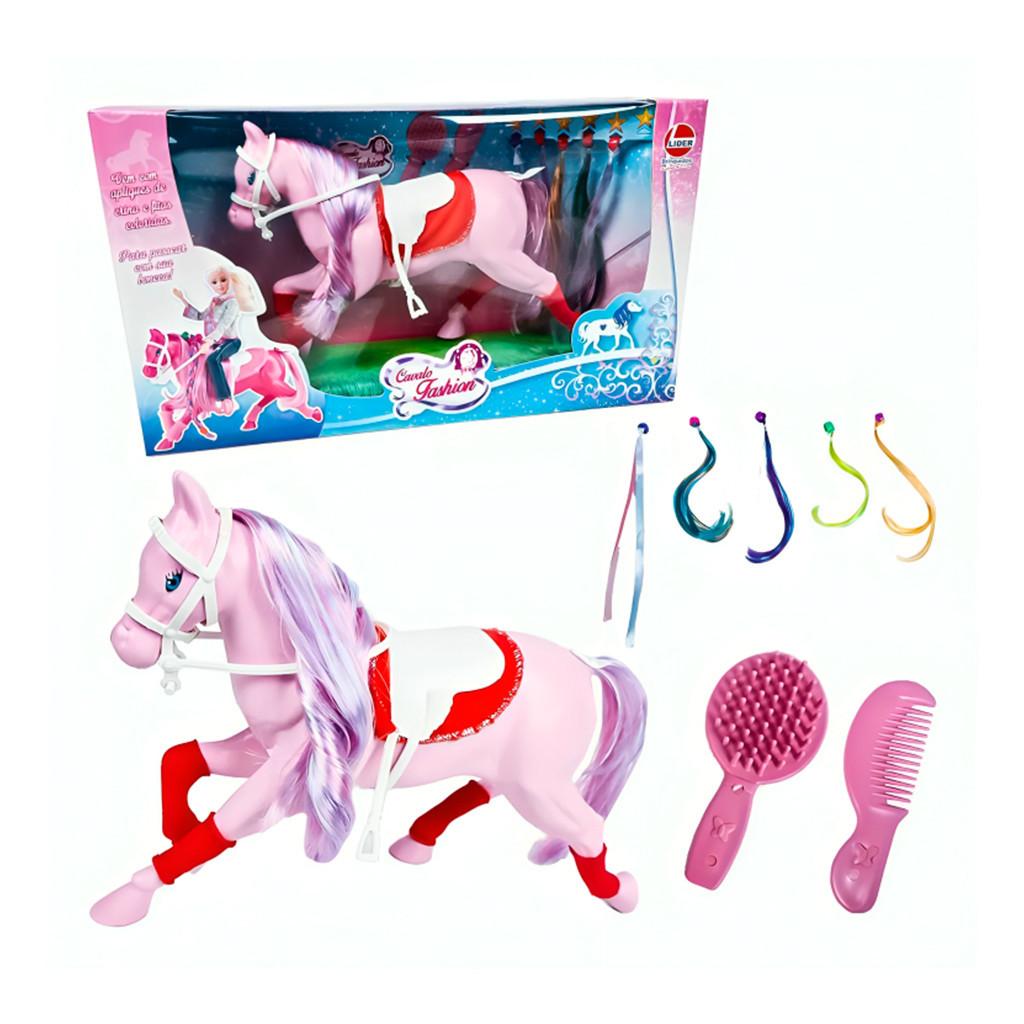 Cavalo Fashion Rosa Crinas Coloridas Com Acessórios 2458 - Líder