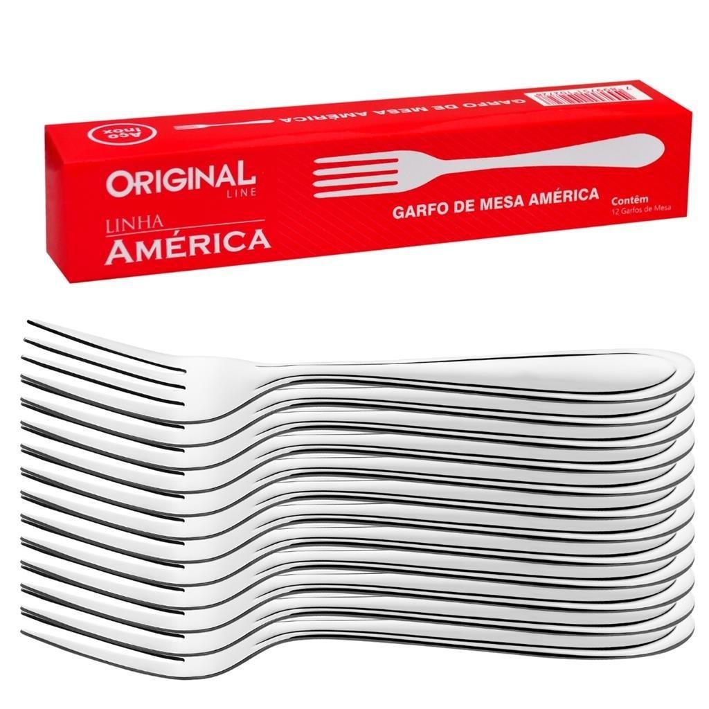 Kit Jogo Aco Inox Garfo Faca 24 Pecas Mesa Churrasco Buffet Restaurante Hotel Cozinha Original Line