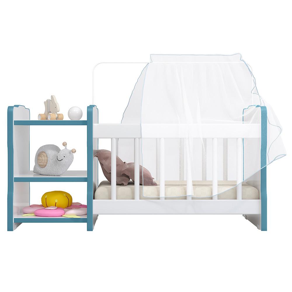 Berço Para Boneca Cristal Ursinho C02 Brinquedo Infantil Branco Azul - Lyam Decor