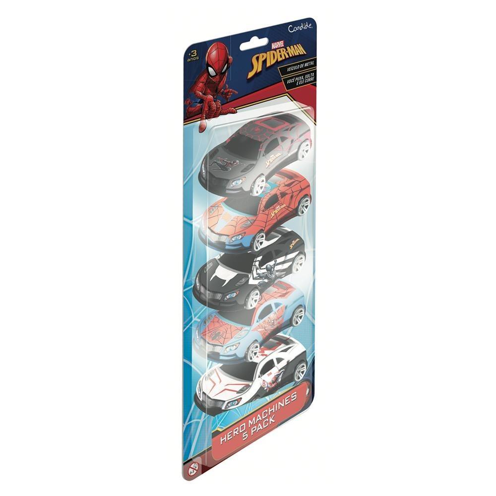 Mini Veiculos Pull Back Com 5 - Homem Aranha