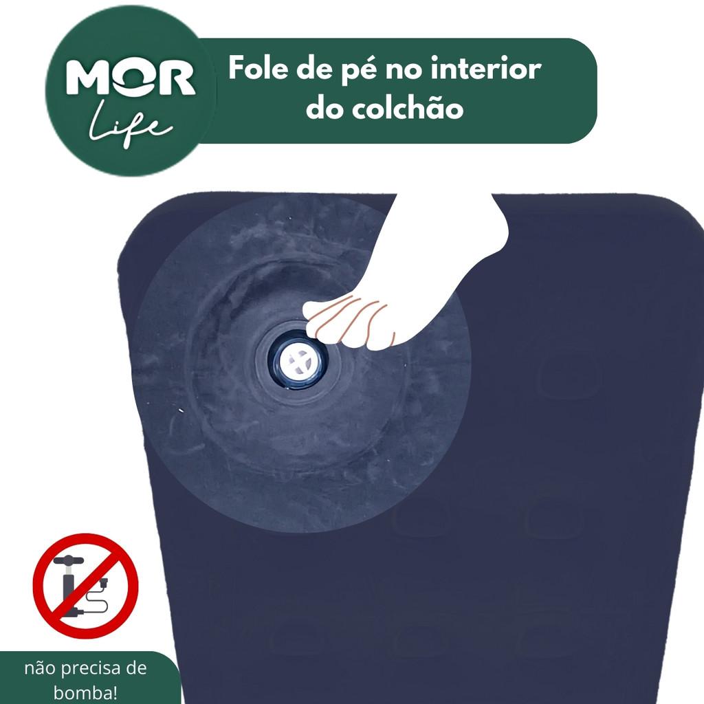 Colchão Inflável Solteiro Mor Life Com Inflador Confortável