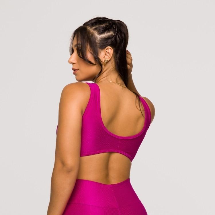 Conjunto Fitness Feminino Rosa Academia Poliamida Top E Legging Feminina Crossfit