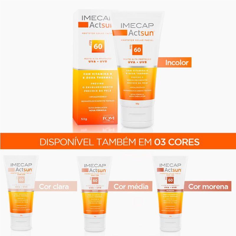 Protetor Solar Facial Imecap Actsun Fps60 Sem Cor 50g