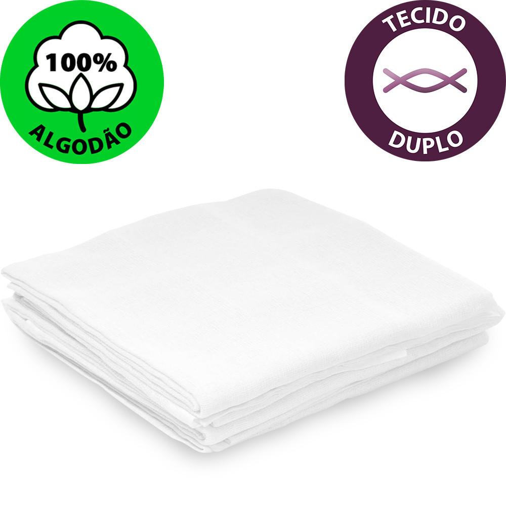 Kit 10 Fraldas De Pano 100 Algodão Tecido Duplo 70x70cm Incomfral