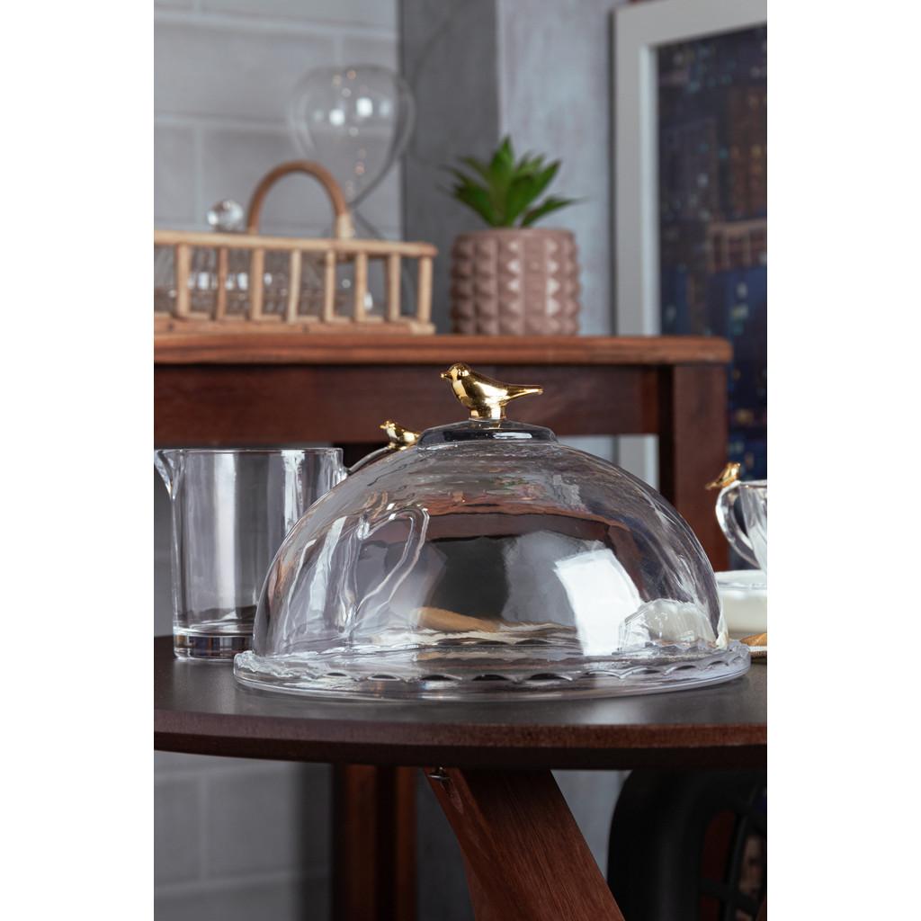 Queijeira Golden Bird 20cm Com Tampa Cristal Ecológico - Wolff