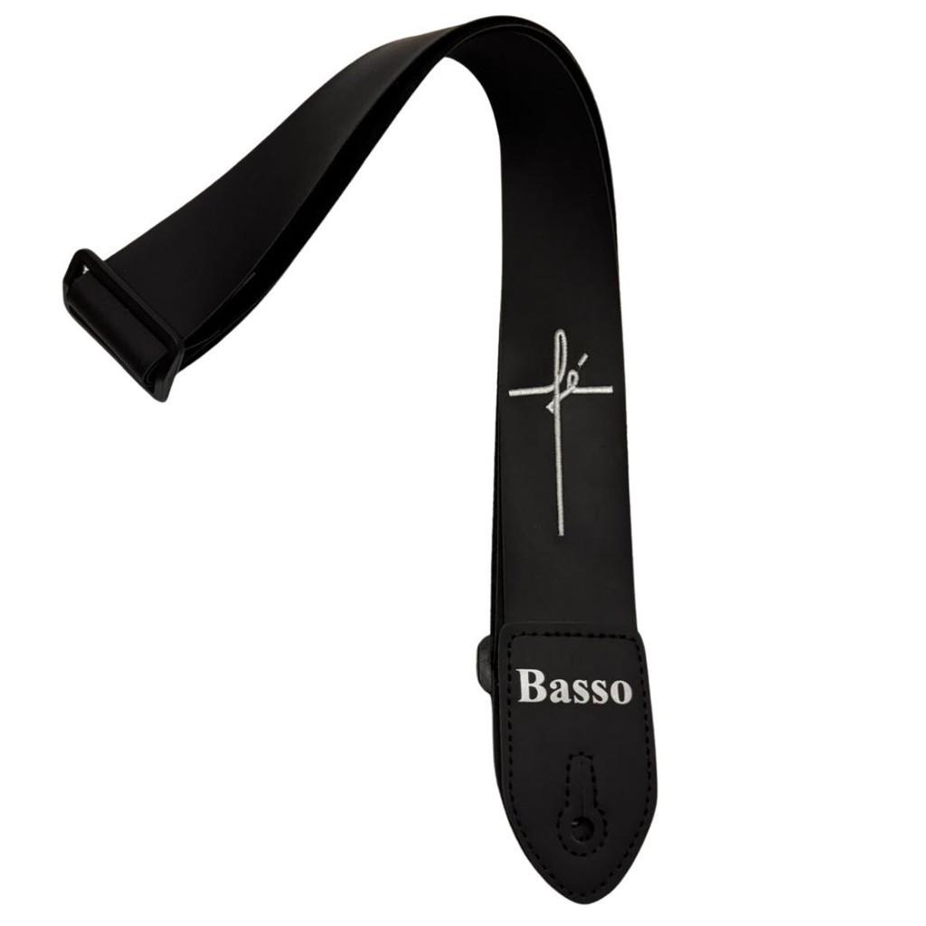 Correia P/Violão Guitarra E Contra Baixo Basso Bordada Ny01_fé + Par De Roldanas
