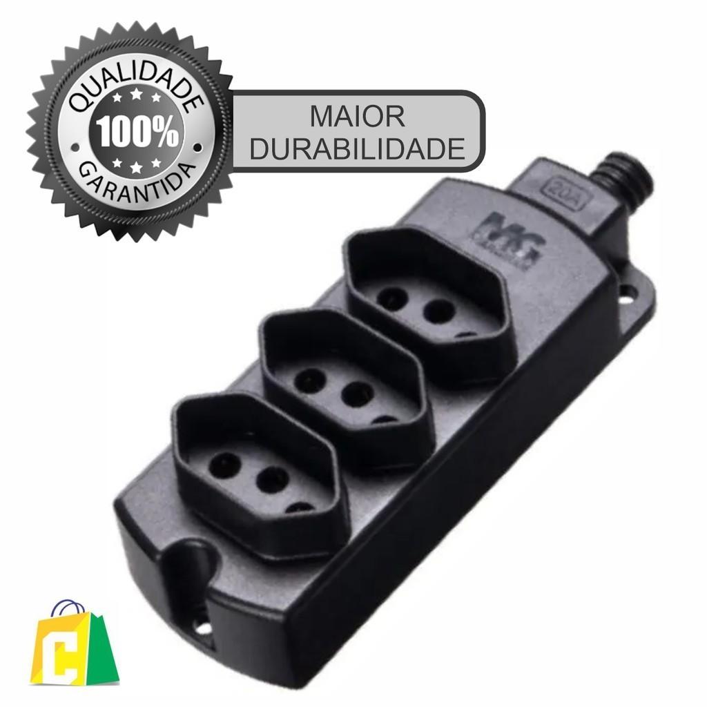 Régua Barra Tripla 10/20a + Plugue Macho Margirius Extensão