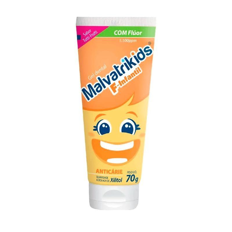 Gel Dental Infantil Malvatrikids F Com Flúor Anticárie Sabor Tutti-frutti 70g