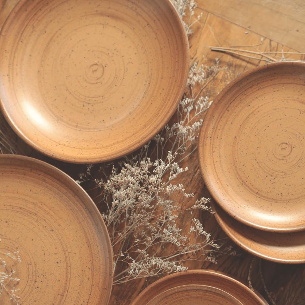 Jogo De Pratos Sobremesa Cerâmica Kit 4 Peças 20cm Kya Terracota Alleanza