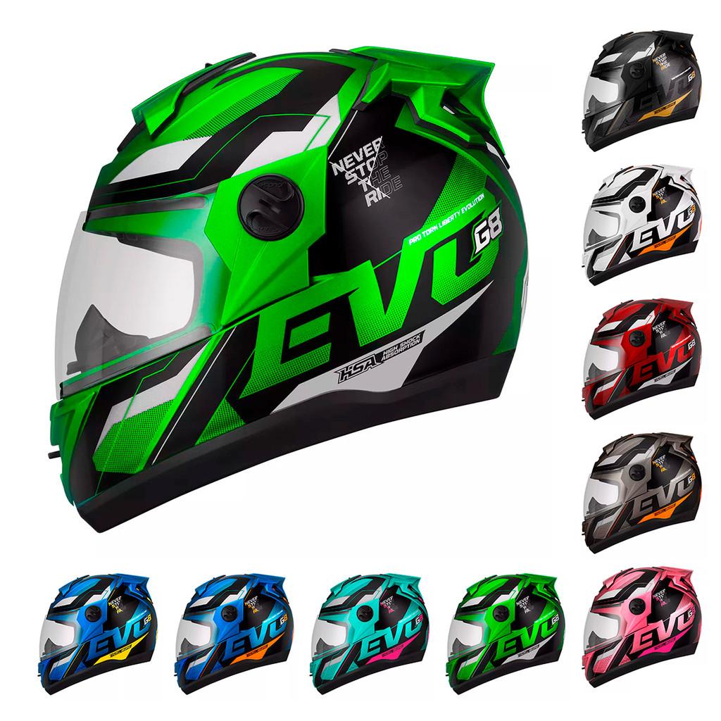 Capacete Fechado Moto Liberty G8 Evo Com Narigueira Masculino Feminino Tamanho 56 58 60 62 Protork