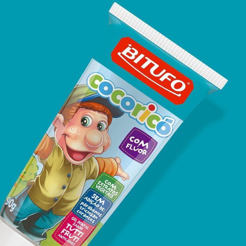 Gel Dental Bitufo Cocoricó Com Flúor Sabor Tutti Frutti 90g