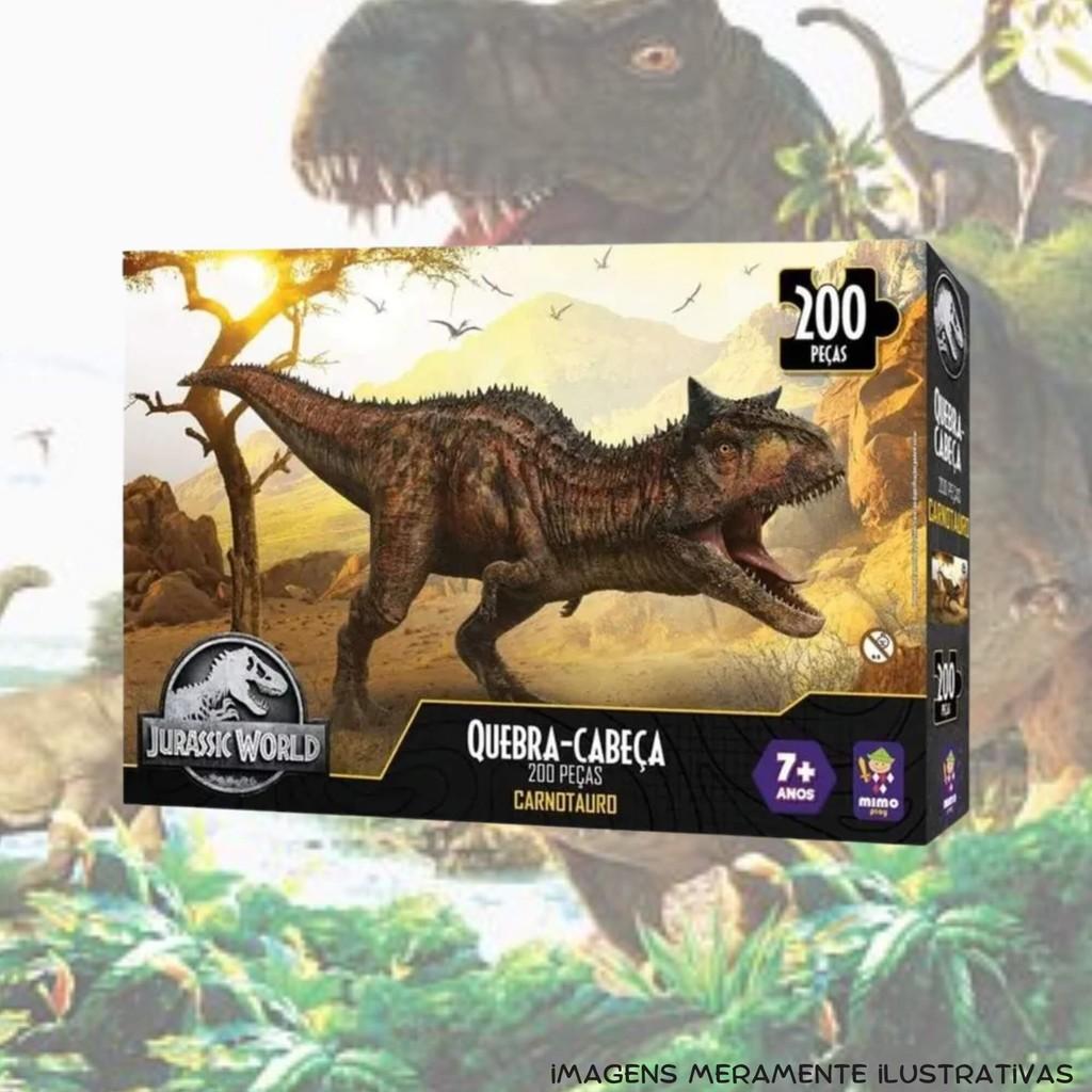 Quebra Cabeça Puzzle 200 Pçs Carnotauro Jurassic World Mimo Toys Brinquedo Jogo Dinossauro Presente