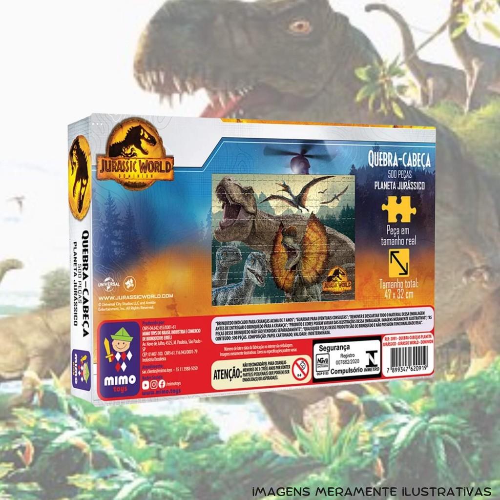 Quebra Cabeça Puzzle 500 Pçs Planeta Jurássico Jurassic World Mimo Toys Brinquedo Jogo Infantil