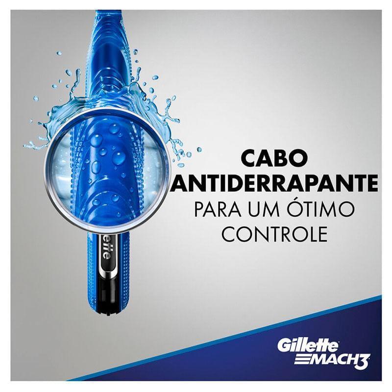 Aparelho De Barbear Recarregável Com Cabo Antiderrapante Gillette Mach3 + 2 Cargas