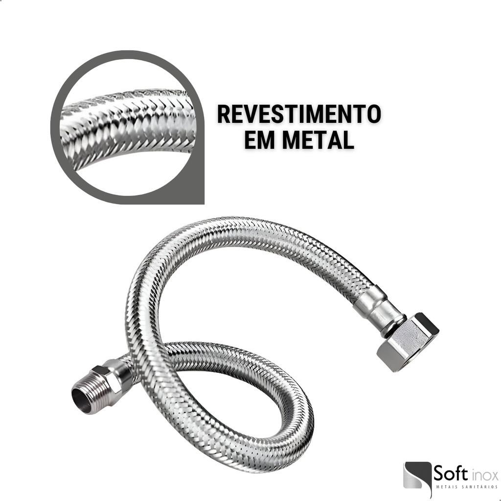 Kit 2 Mangueira Engate Flexível Aço Inox 40 Cm 1/2 Entrada