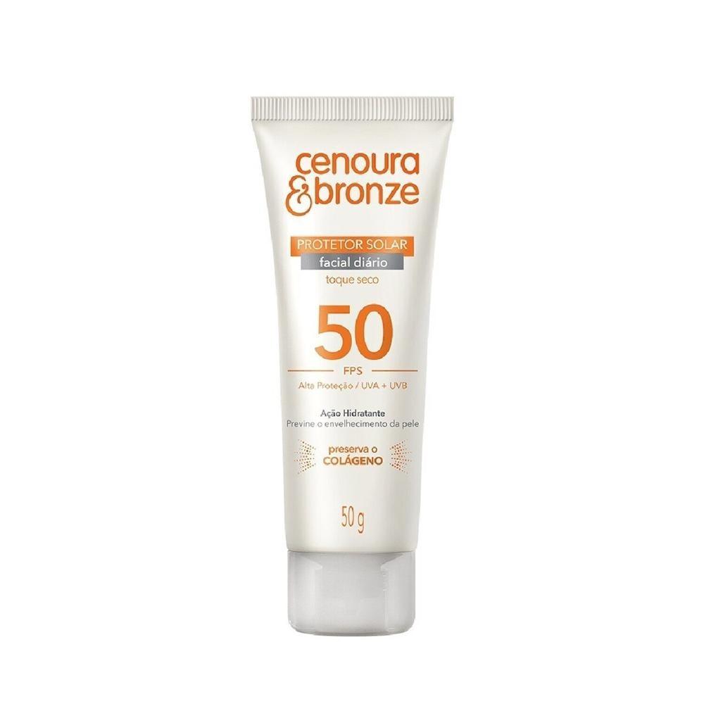 Protetor Solar Facial Diario Cenoura Bronze Fps50 Toque Seco 50g