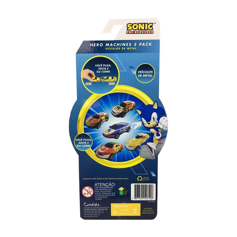 Kit Com 5 Mini Veiculos Pull Back Sonic 2
