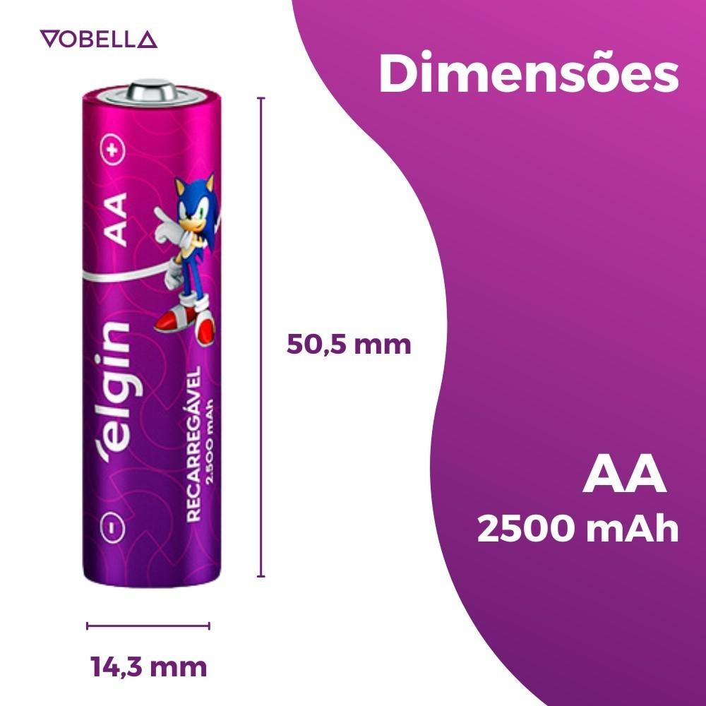 8 Pilhas Recarregável 2500mah Aa 2a Pequena 2 Cartelas Elgin