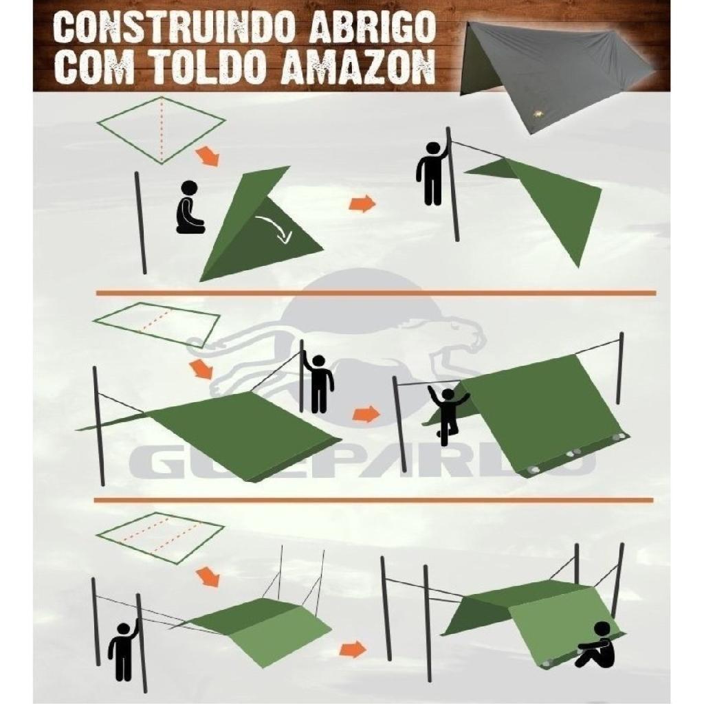 Toldo De Proteção Chuva E Sol Lona Camping Barraca E Rede Verde Para Acampamento