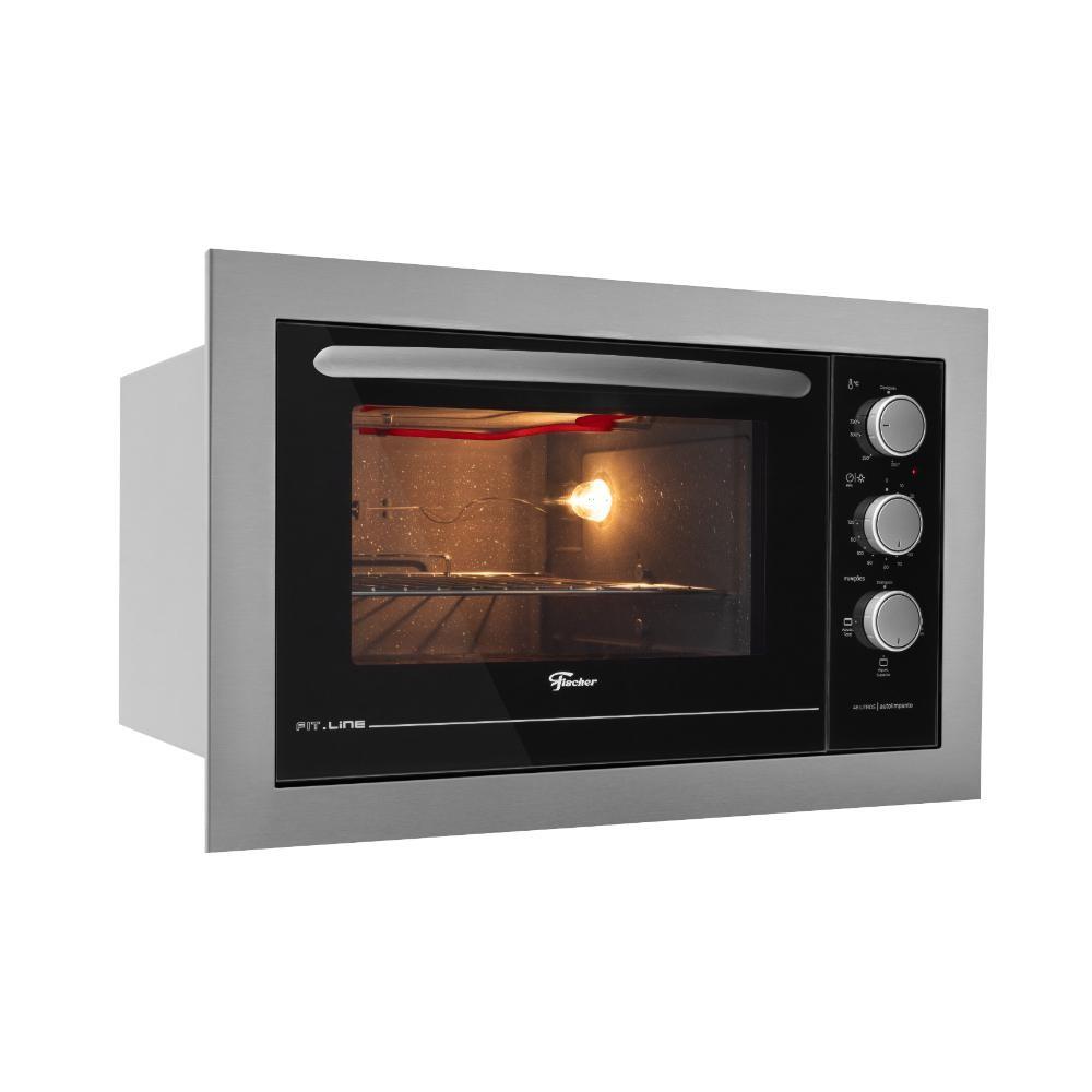 Forno De Embutir Elétrico Fischer Fit Line 48L Com Timer E 3 Funções Inox 127V