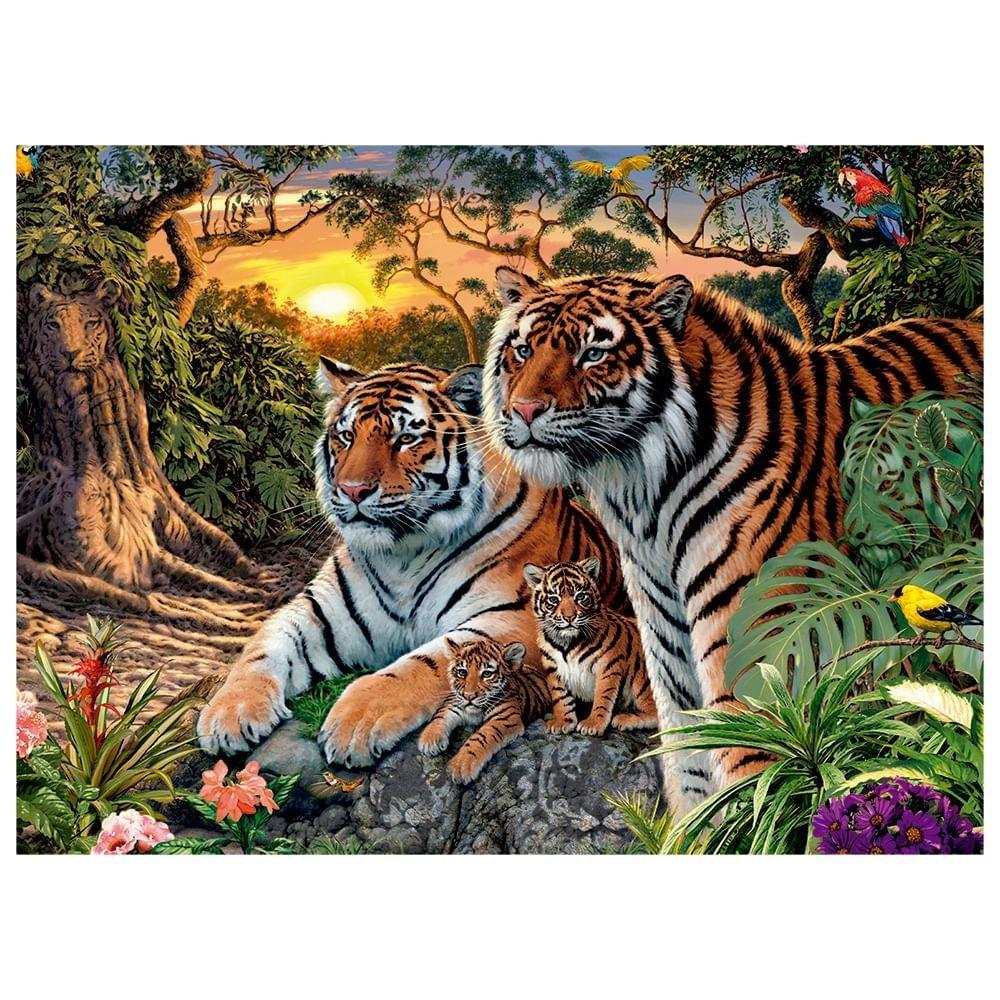 Mini Puzzle 500 Peças Tigres