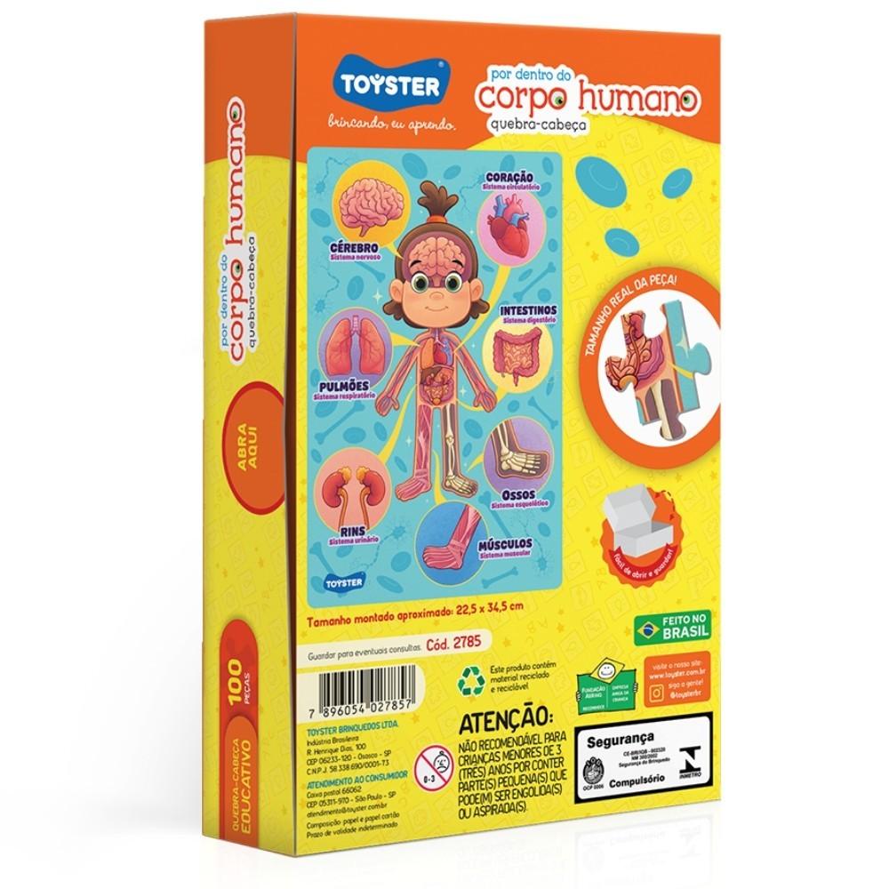 Quebra Cabeça Por Dentro Do Corpo Humano 100 Peças Toyster Puzzle Brinquedos Educativo Didático Jogo