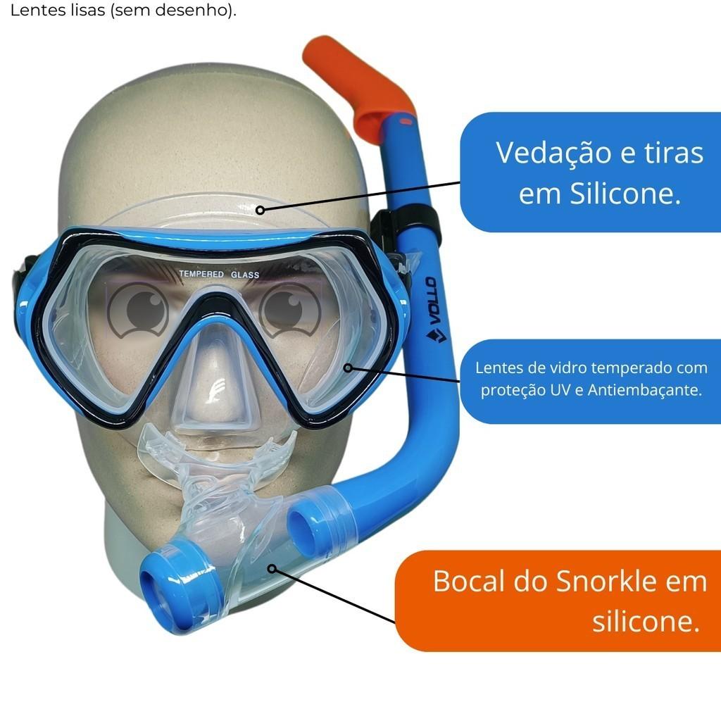 Kit Mergulho Infantil Vollo Natação Junior Máscara E Snorkel