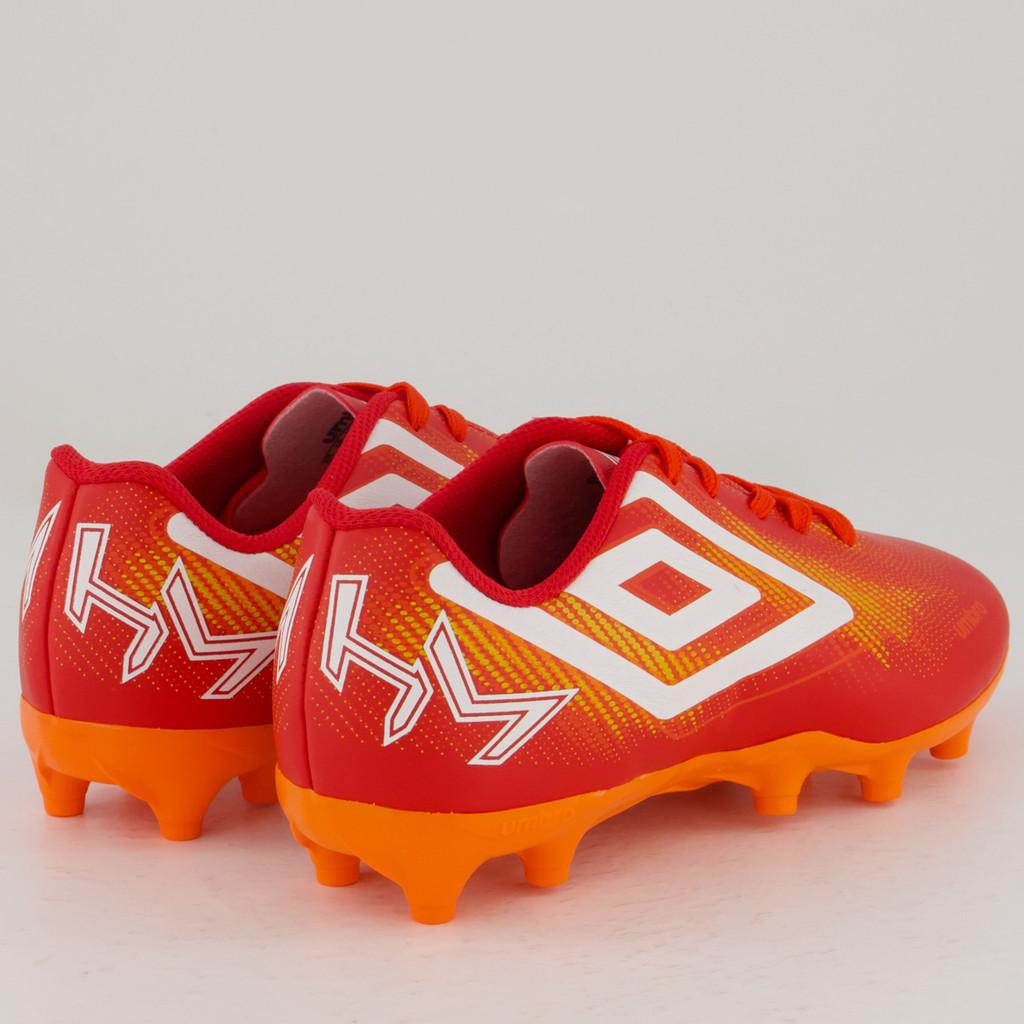 Chuteira Umbro Heatmap Campo Juvenil Vermelha E Laranja