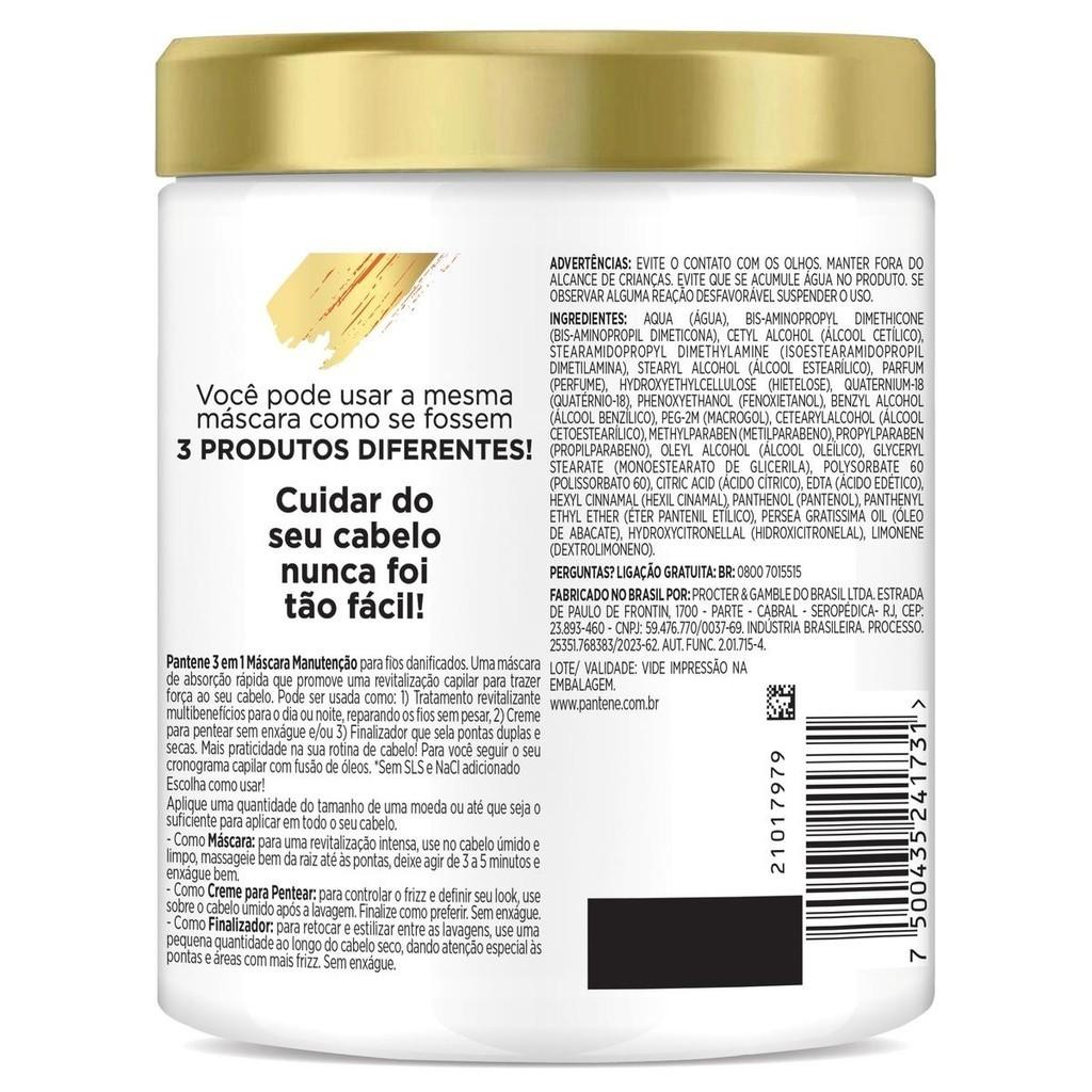 Máscara Pantene Manutenção Fios Danificados 3 Em 1 550ml