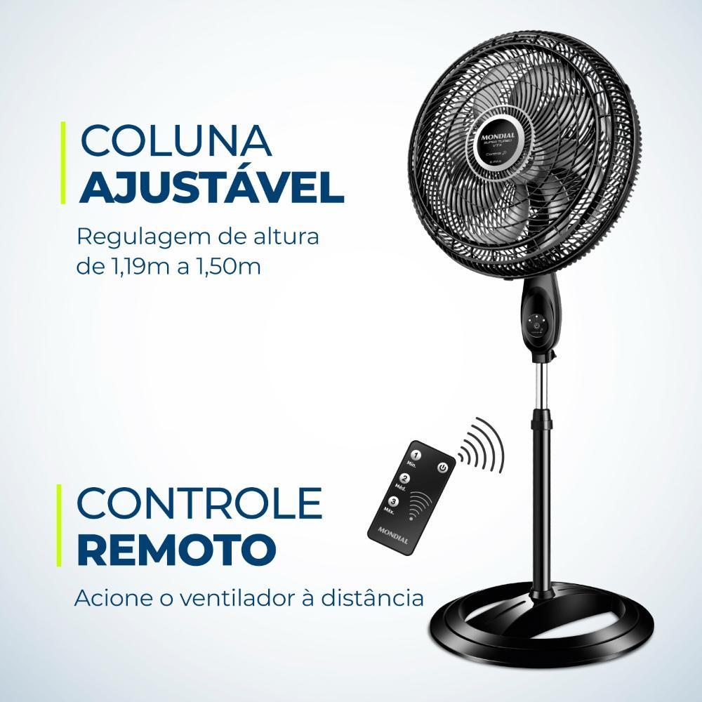 Ventilador De Coluna Mondial Super Turbo Tech 40cm 8 Pás 140W 220V Preto/prata - Vtx-40c-8p-cr