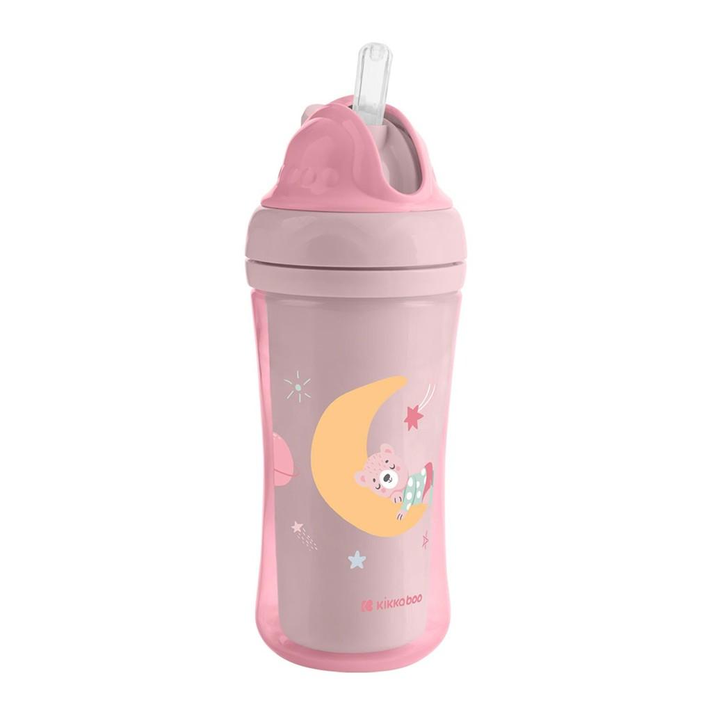 Copo Infantil Com Canudo De Silicone Moony Me Pink 220ml Kikkaboo