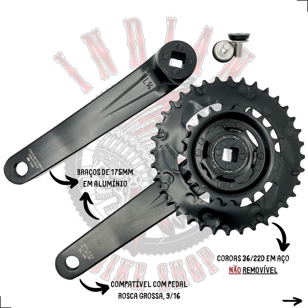 Pedivela Shimano Altus M315 Fc-m315 175mm Ponta Quadrada - Coroas 36/22d - 2X7V/2X8V