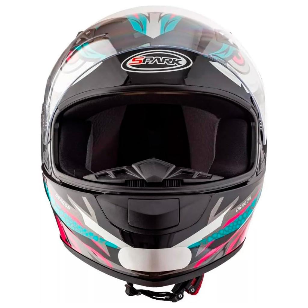 Capacete Moto Fechado Narigueira Spark Spider Dragon Flash Com Viseira Cristal Inmetro Tamanhos -ebf