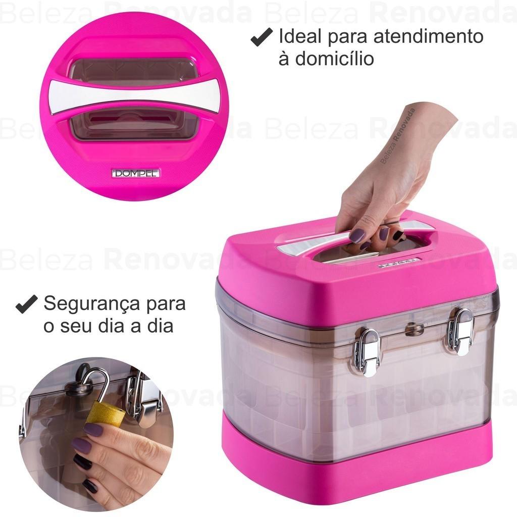 Maleta Manicure Organizadora Rosa + Porta Acetona