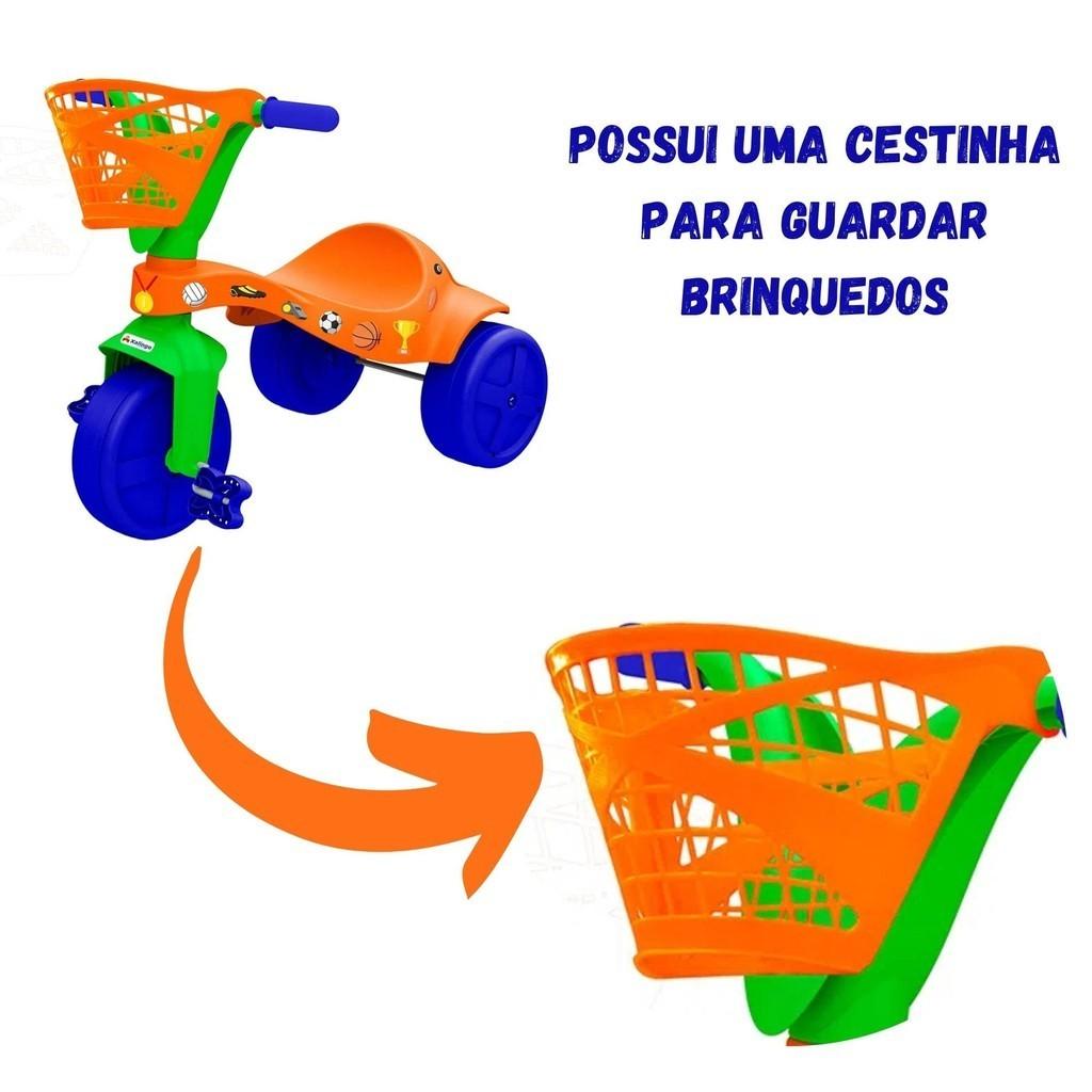 Triciclo Infantil Xalingo Esportes C/Cestinha E Adesivos P/Crianças 2+ Anos
