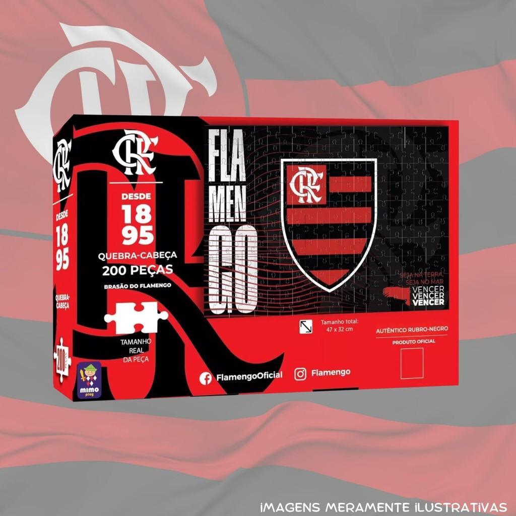 Quebra-cabeça Puzzle Colecionável Futebol Flamengo Brasão 200 Peças Mimo Toys Jogo Quadro Brinquedo
