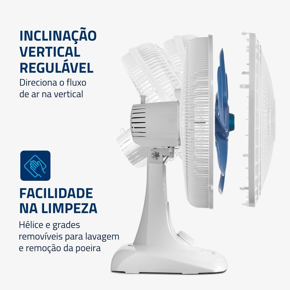 Ventilador De Mesa Mondial Super Power 6 Pás 140W 40cm Branco E Azul Vsp-40-w - 220V