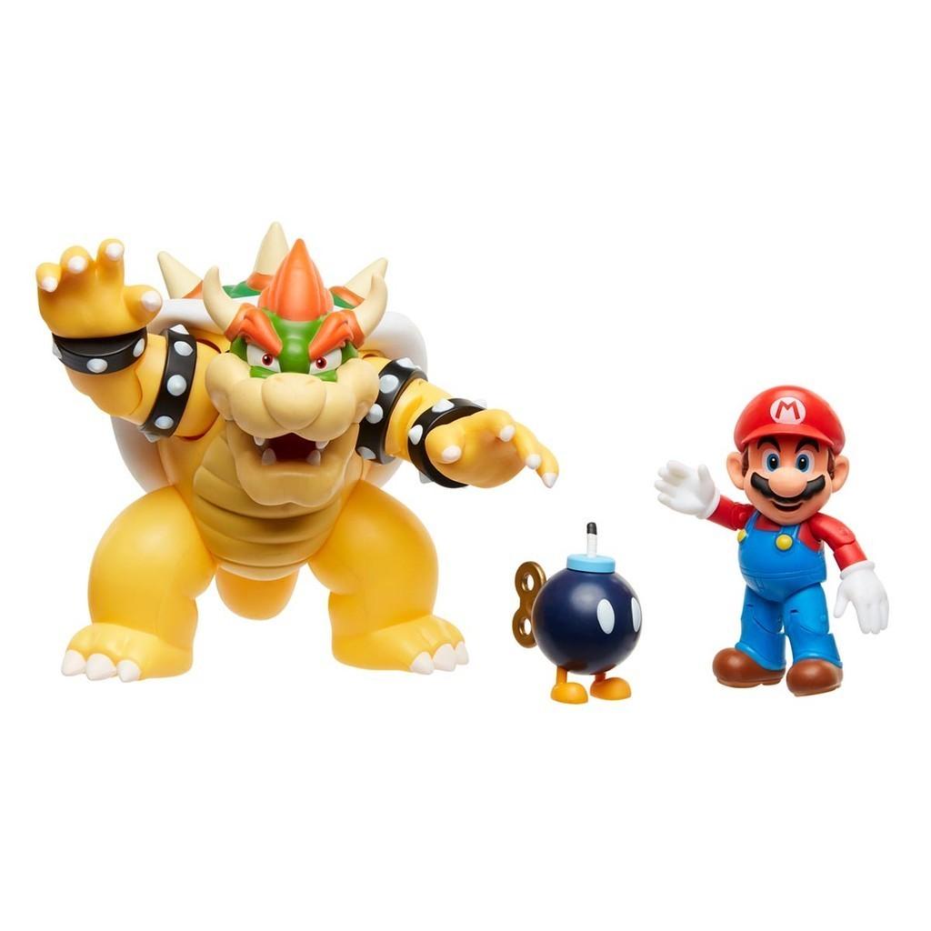 Conjunto Com 3 Bonecos Mario Vs Bowser - Super Mario