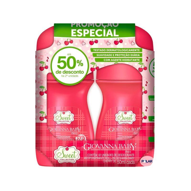 Kit Desodorante Roll-on Giovanna Baby Cherry 2 Unidades 50ml Cada