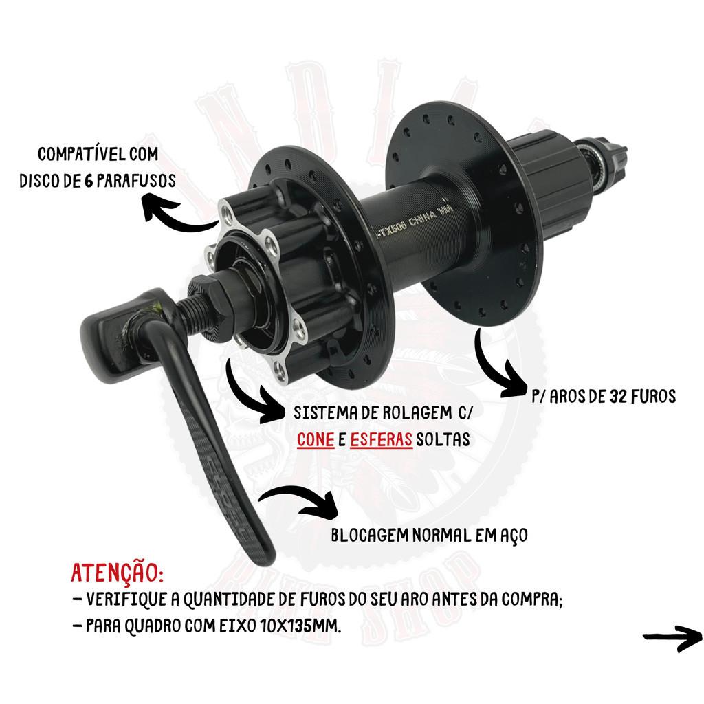Cubo Traseiro Shimano Touney Tx Fh-tx506 32 Furos P/Rotor 6 Parafusos C/blocagem - 8V/9V/10V Compatível Com 11V Mtb
