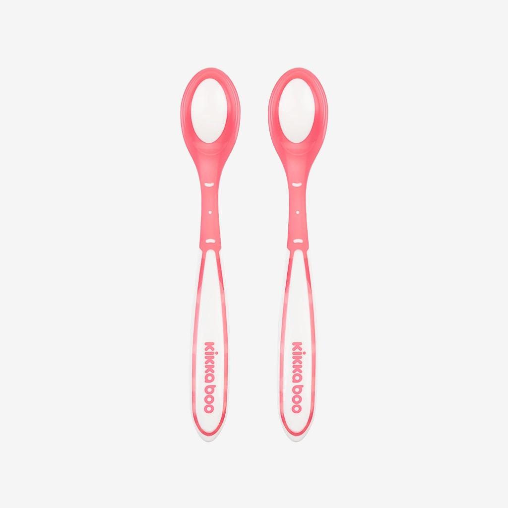 Kit 2 Colher Sensitiva Muda De Cor Bebê Rosa Kikkaboo