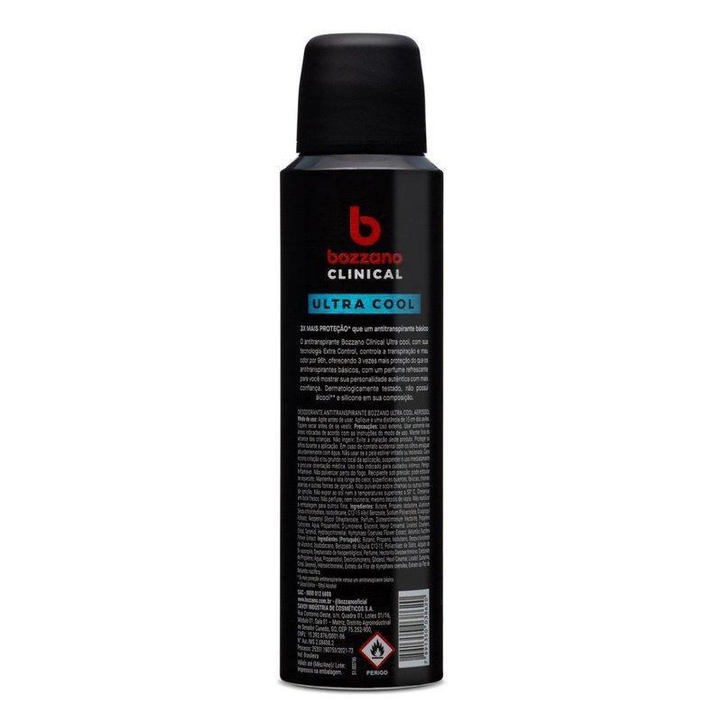 Desodorante Antitranspirante Aerossol Clinical Bozzano ULTRA Cool Masculino 150ml