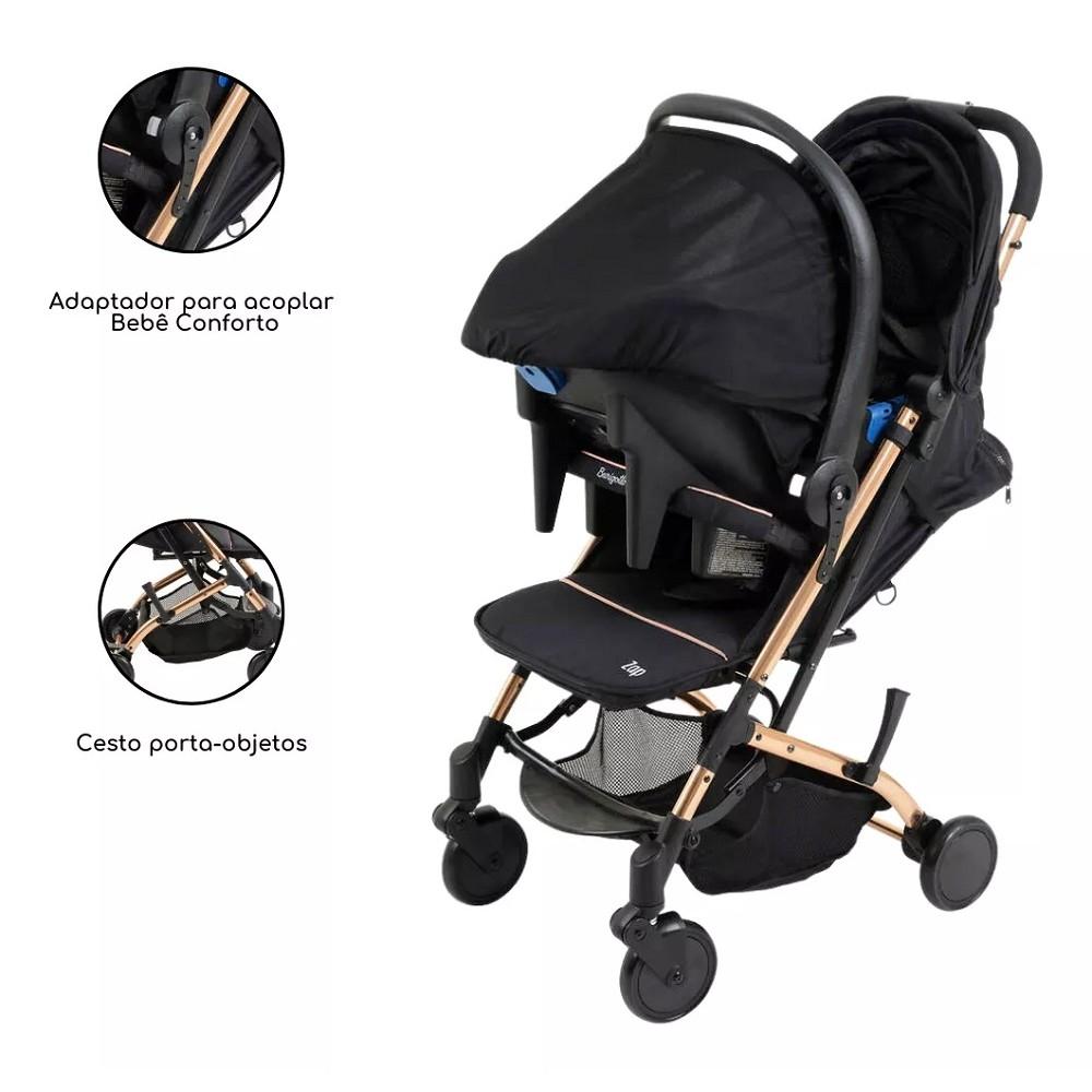 Carrinho De Bebê Zap Metal Cobre Burigotto Compacto Dobrável